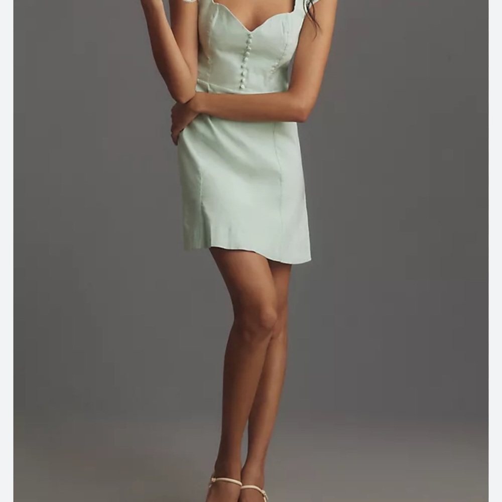 The Cecily Fit & Flare Mint Green Sleeveless Mini Dress by Maeve - Sz  L